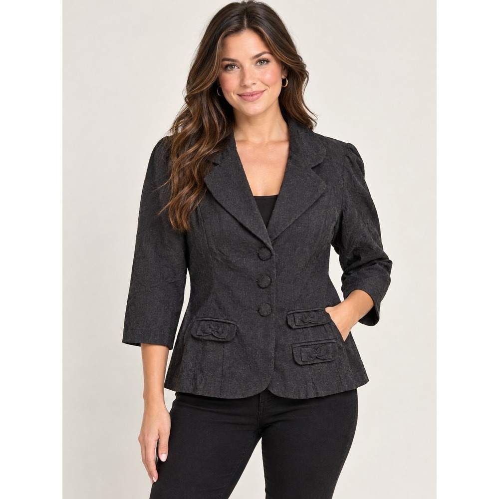 ANGIE Cropped Lightweight Sz M Corduroy Jacket Black Whimsigoth Coquette NWT
